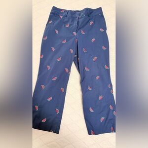 Vintage Lilly Pulitzer Embroidered Pink Watermelon Womens Capri Pants Size 10